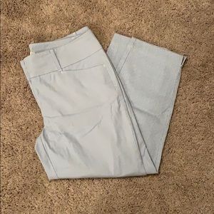 LOFT blue and white pinstripe cropped pants